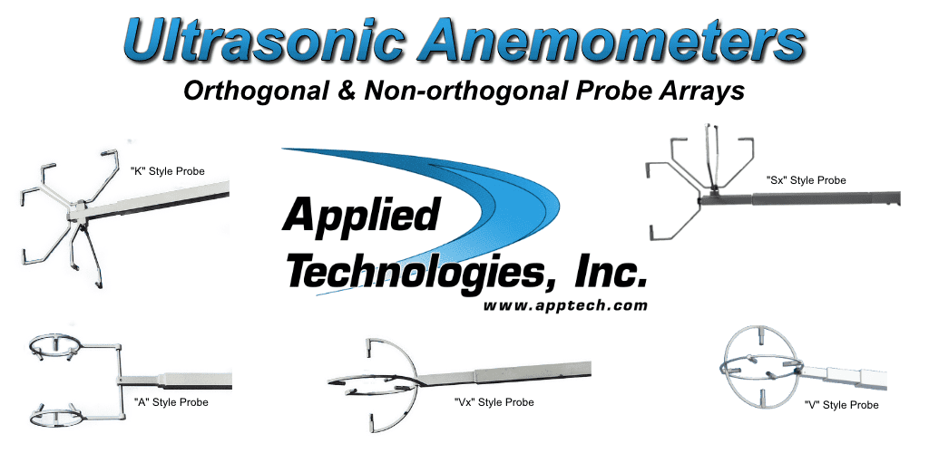 Orthogonal and Non-orthogonal Scientific Ultrasonic Anemometers from Applied Technologies, Inc.
